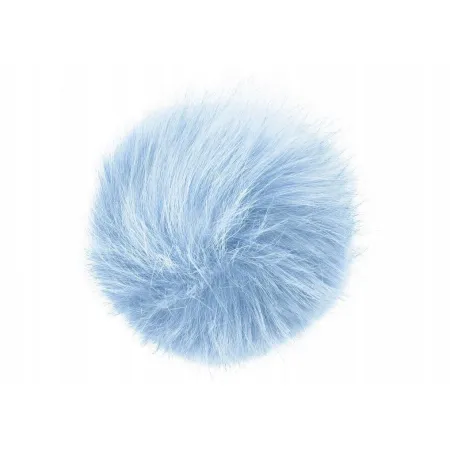 Pompon futrzany do czapki eko futro lis BŁEKITNY