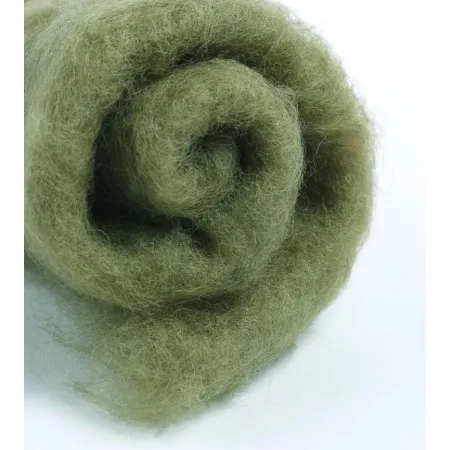 Wełna w błamie do filcowania KHAKI ZIELONY