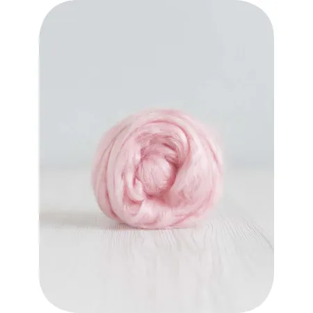 Jedwabna czesanka Tussah RÓŻOWA jedwab do filcowania