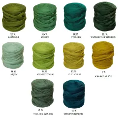 Wełna czesankowa polska Zestaw ZIELONY 10 kolorów