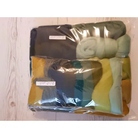 Wełna czesankowa polska Zestaw ZIELONY 10 kolorów