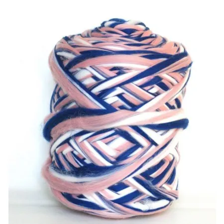 Wełna czesankowa polska MELANŻ SZAFIROWO-RÓŻOWY #17