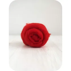 Wełna w błamie do filcowania 19mic CZERWONY merynos australijski