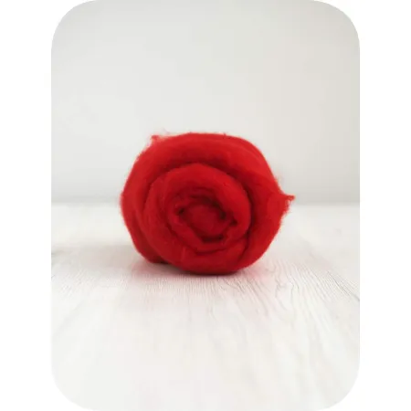 Wełna w błamie do filcowania 19mic CZERWONY merynos australijski