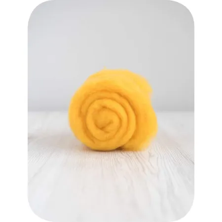 Wełna w błamie do filcowania 19mic ZÓŁTY merynos australijski