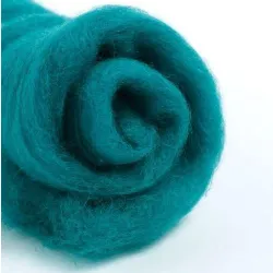 Wełna merynos w błamie  TURKUS ZIELONY do filcowania