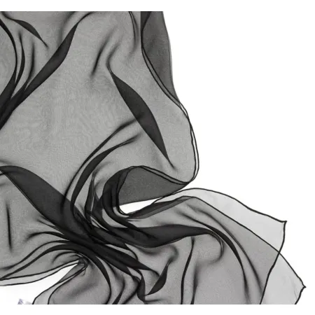 Szal jedwabny szyfon do nuno filcowania CZARNY 180x55cm