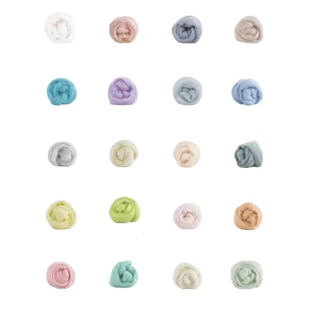 Zestaw wełny czesanki australijskiej 19mic PASTELOWY 20 kolorów