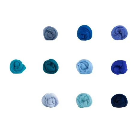 Zestaw wełny czesanki australijskiej 19mic MORSKI 10 kolorów