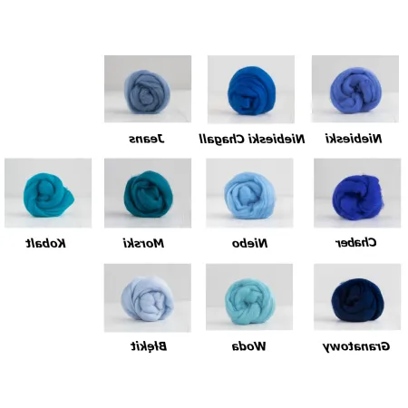 Zestaw wełny czesanki australijskiej 19mic MORSKI 10 kolorów