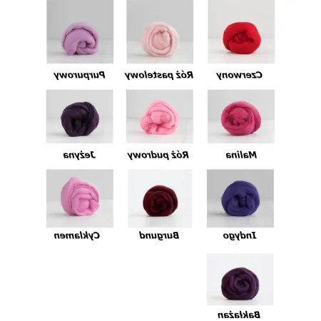 Zestaw wełny czesanki australijskiej 19mic Jagodowy 10 kolorów