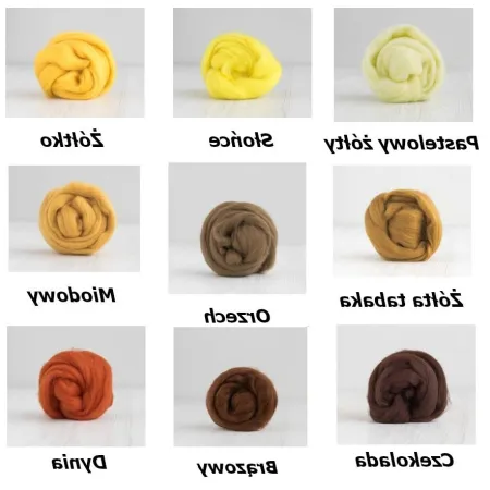 Zestaw JESIENNY wełny czesanki australijskiej 19mic 10 kolorów