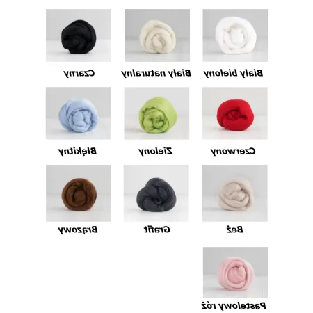 Zestaw wełny czesanki australijskiej 19mic PODSTAWOWY 10 kolorów