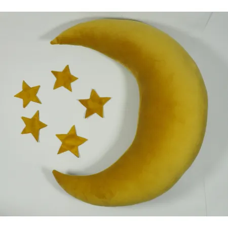 Poduszka Księżyc i gwiazdy do sesji noworodkowej Złoty velvet