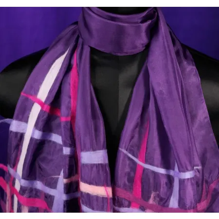 Szal jedwabny szyfon FIOLET Pongee 5 180x45cm do nuno filcowania