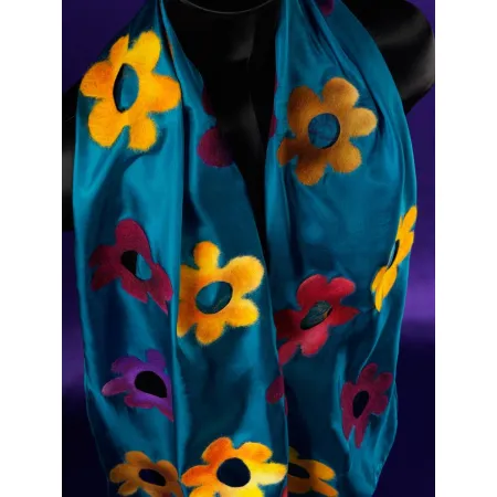 Szal jedwabny szyfon MORSKI 180x45cm do nuno filcowania Pongee 5