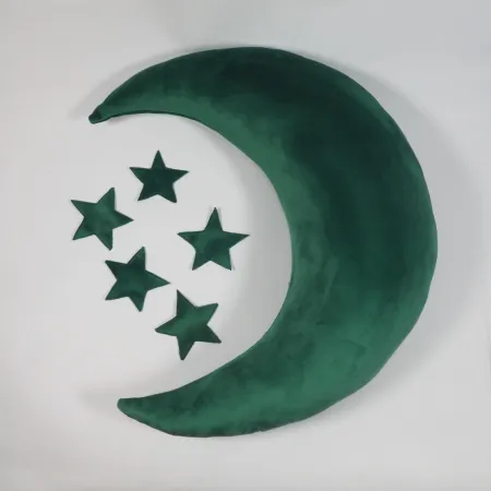 Poduszka Księżyc i gwiazdy do sesji noworodkowej ZIELEŃ BUTELKOWA velvet