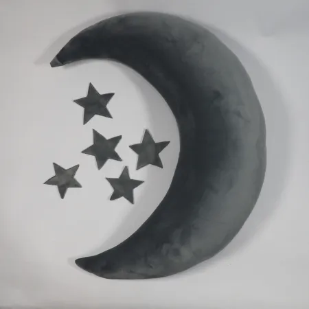 Poduszka Księżyc i gwiazdy do sesji noworodkowej CIEMNOSZARY velvet