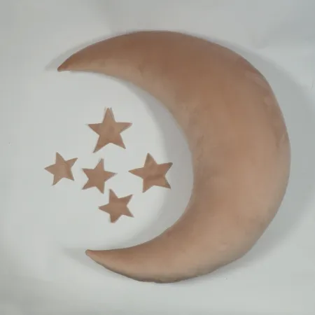 Poduszka Księżyc i gwiazdy do sesji noworodkowej Roż pastelowy velvet