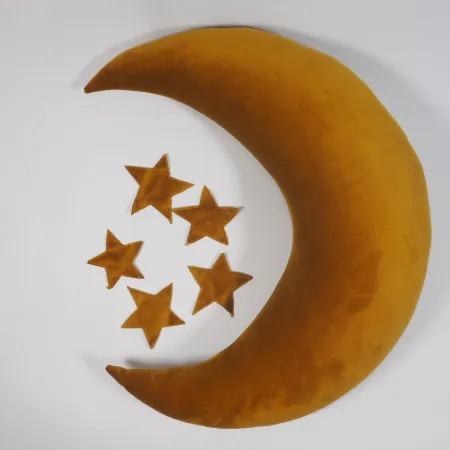 Poduszka Księżyc i gwiazdy do sesji noworodkowej musztardowy velvet