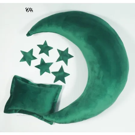 Poduszka Księżyc i gwiazdy do sesji noworodkowej ZIELONY velvet