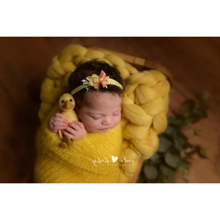 Kocyk czesankowy do sesji noworodkowej ŻÓŁTY #2