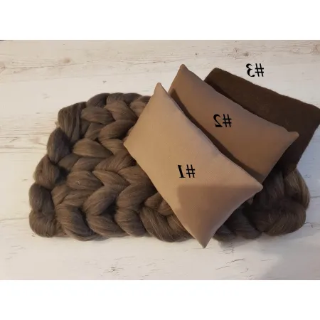 Kocyk czesankowy do sesji noworodkowej MELANŻ BRĄZU z poduszkami