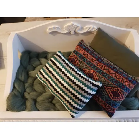 Kocyk czesankowy do sesji noworodkowej MELANŻ ZIELONY