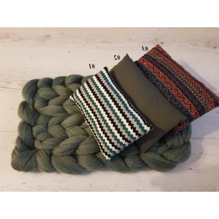 Kocyk czesankowy do sesji noworodkowej MELANŻ ZIELONY