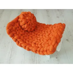 Kocyk czesankowy do sesji noworodkowej DOJRZAŁA POMARAŃCZA