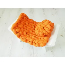 Kocyk czesankowy do sesji noworodkowej POMARAŃCZOWY