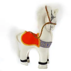 Filcowy konik biały koń z filcu i futra dla dzieci