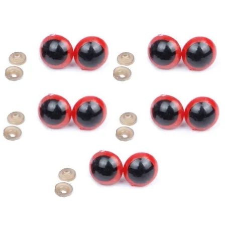 Czerwone bezpieczne oczy 10mm 10par oczek plastykowych