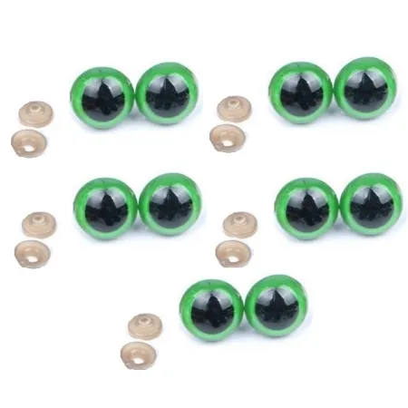 Zielone bezpieczne oczy 10mm 10par oczek plastykowych