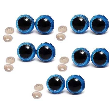 Niebieskie bezpieczne oczy 10mm 10par oczek plastykowych