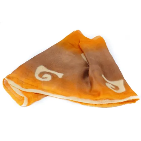 Szal jedwabny zdobiony filcem - orange brąz