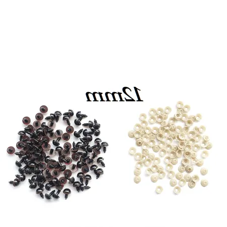 Brązowe bezpieczne oczka 12mm 10 par oczy plastykowych