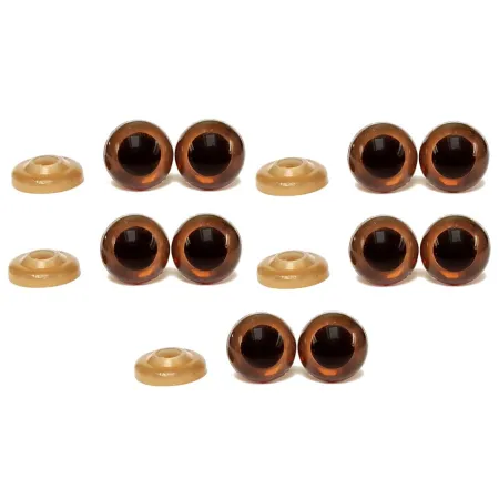 Brązowe bezpieczne oczka 12mm 10 par oczy plastykowych