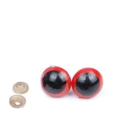 Czerwone bezpieczne oczka 8mm 10par oczy plastykowych
