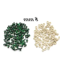 Zielone bezpieczne oczka 8mm. Zestaw 10 par oczy
