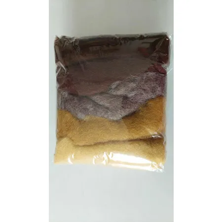 Wełna w błamie Zestaw Brązowy 7 kolorów do filcowania