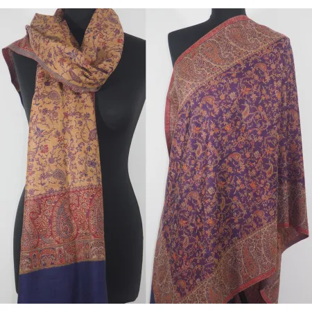 Damski szal z wełny merynosów Praisley Indygo