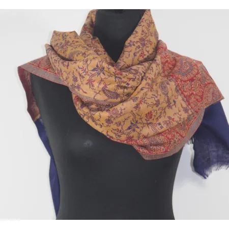 Damski szal z wełny merynosów Praisley Indygo