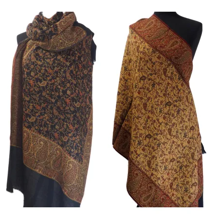 Damski męski szal Praisley dwustronny z wełny merynosów