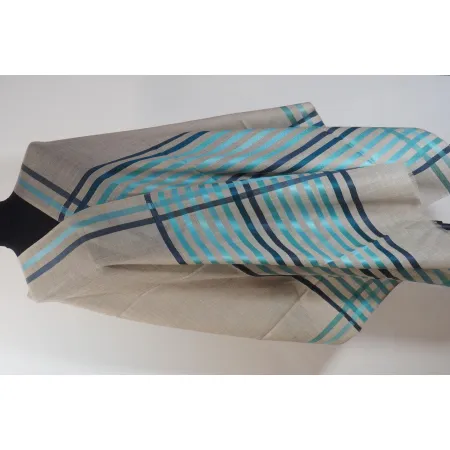 Męski damski dwustronny beżowy szal z wełny merynosów i jedwabiu