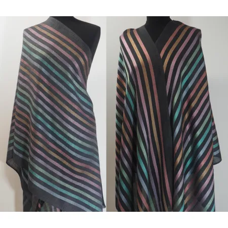 Męski damski dwustronny grafitowy szal z wełny merynosów i jedwabiu