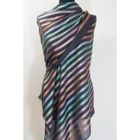 Męski damski dwustronny grafitowy szal z wełny merynosów i jedwabiu