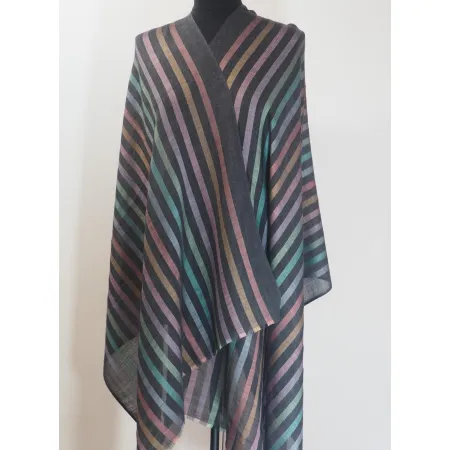 Męski damski dwustronny grafitowy szal z wełny merynosów i jedwabiu