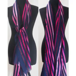 Męski damski dwustronny granatowy szal z wełny merynosów i jedwabiu