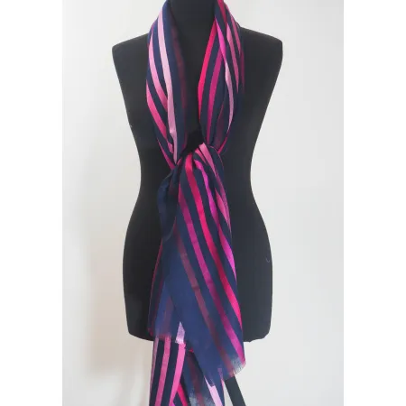 Męski damski dwustronny granatowy szal z wełny merynosów i jedwabiu